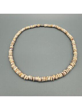 Vintage Puka Shell Necklace Surf Hawaii Beaded 16"